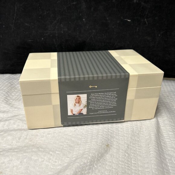 Threshold designed w/ Studio McGee 8”X4 7/8” Checkered RESIN Box NEW - Picture 3 of 5